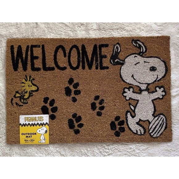Peanuts Other - Peanuts Snoopy Woodstock Paw Prints Welcome Outdoor Coir Mat 18” X 28” NEW
